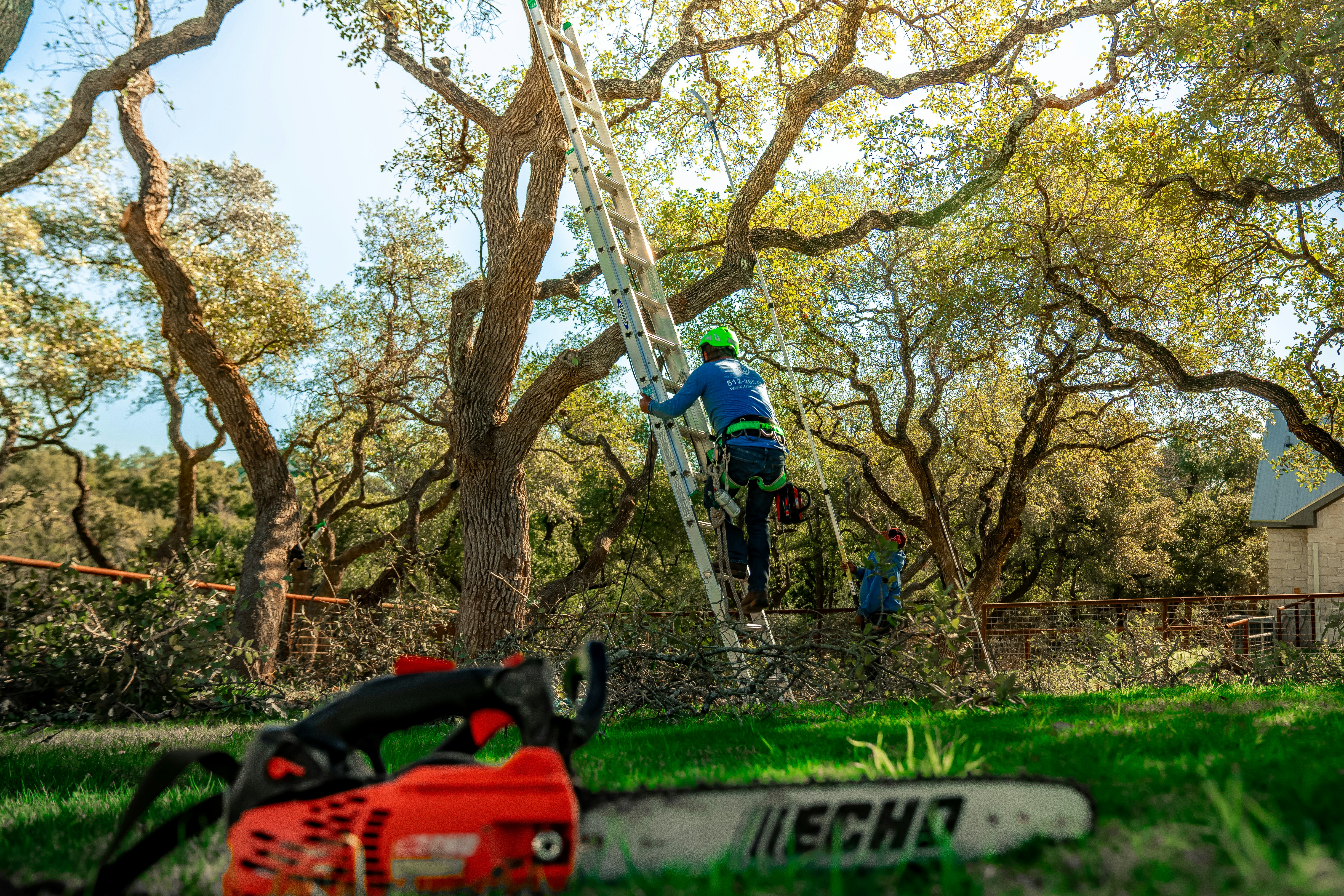 Happy Tree Service crew and equipment ready for Austin tree service jobs
